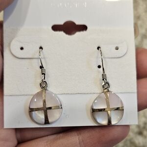 Silver and Pink Round Earrings